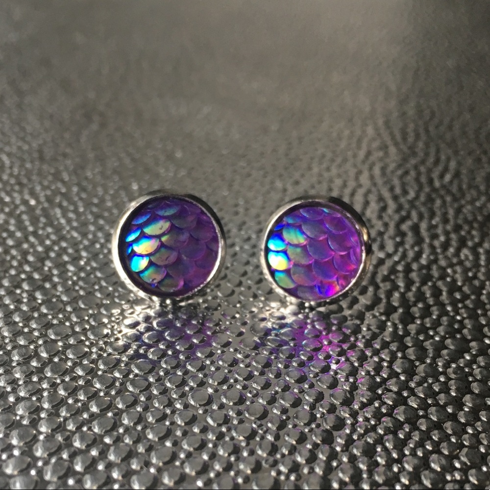 Iridescent Mermaid Scale Earrings